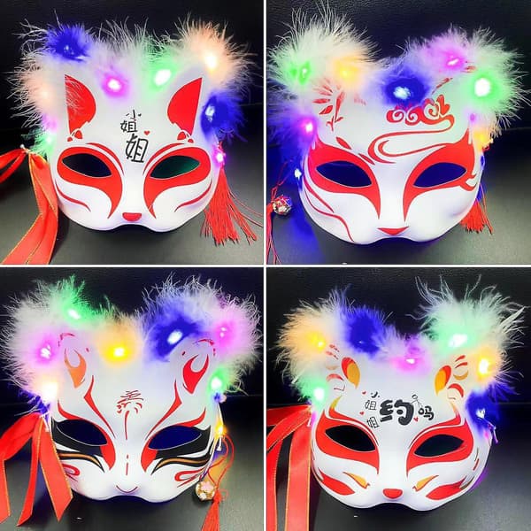 Halloween Maske Rev Stil Glødende Lett Deksel