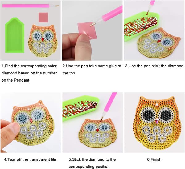 DIY Pöllö Avaimenperä Timanttimaalaus Täysi Timantti, DIY 5D Mosaiikki Shap
