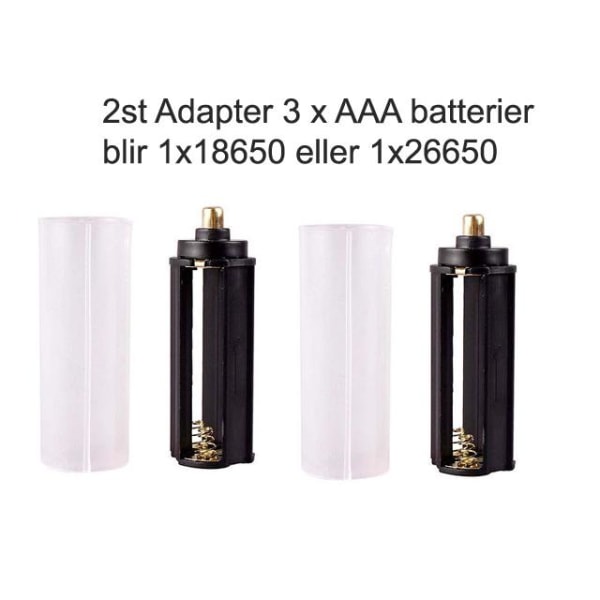 2 kpl paristoadapteri 3xAAA muuntuu 1x18650 tai 1x26650