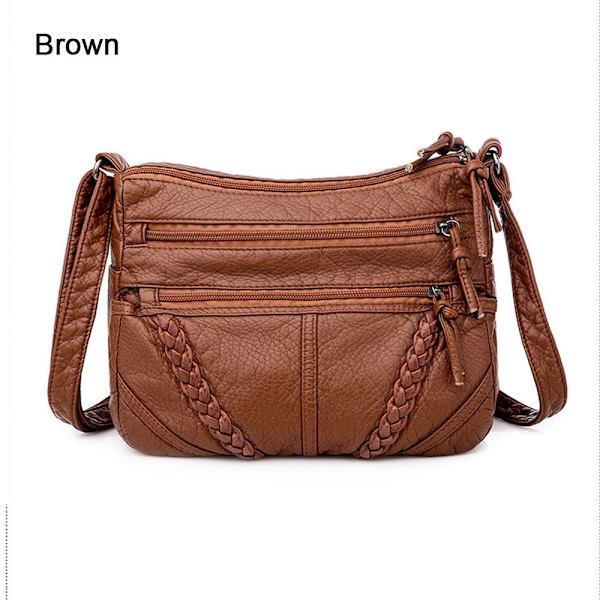 Crossbody-väska i PU-läder Tygväska BRUN - hög kvalitet Brown