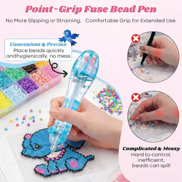 Two-pack of bead-feeding pens, suitable for 2.6mm beads, transparent dispenser, saves time and provides precise positioning.