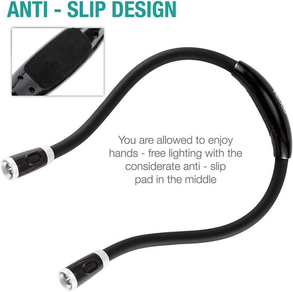 Oppladbar leselampe med 5 LED-hoder, boklamper for lesing