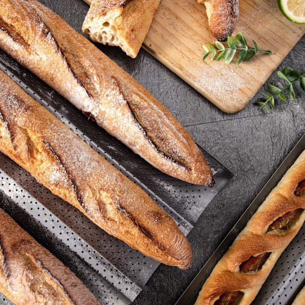 Baguetteplåt med non-stick-beläggning, baguetteplåt med 3 baguetter