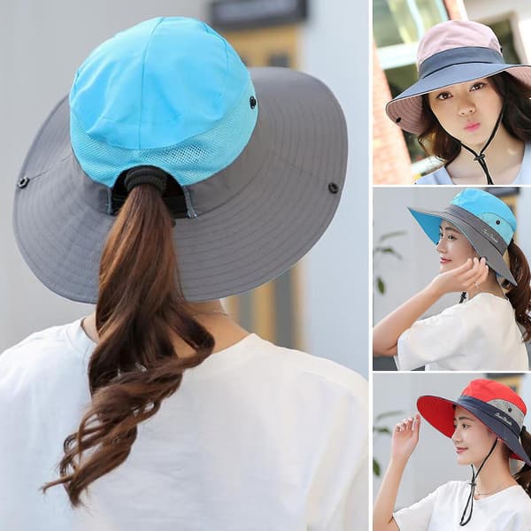 Bucket Hat Kontrastfarve Foldbar Herre Dame Farveblok Anti-sol Cap Til Udendørs