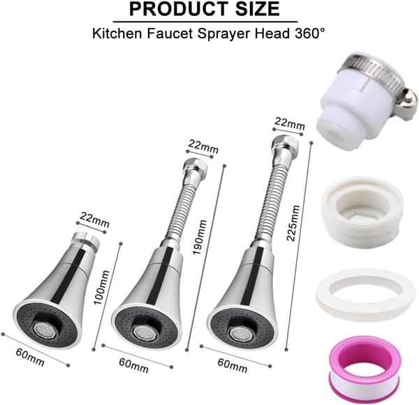 Køkkenarmatur i rustfrit stål + ABS 19cm kransprøjte