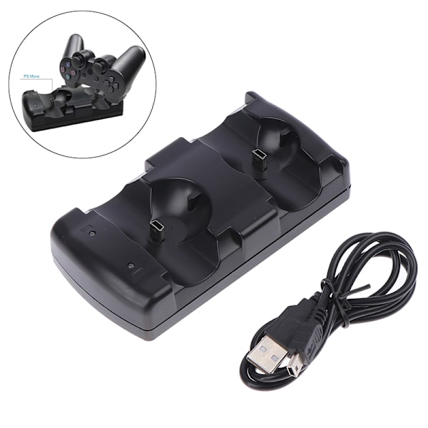 PS3move/PS3-kontrollladdare USB Dubbelladdare för PS3-kontroll