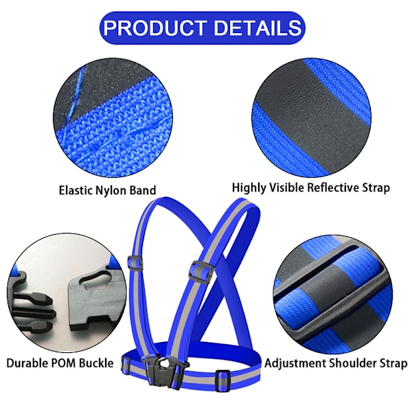 Reflekterende Elastisk Båndsett Refleksjakke Refleksvest blue