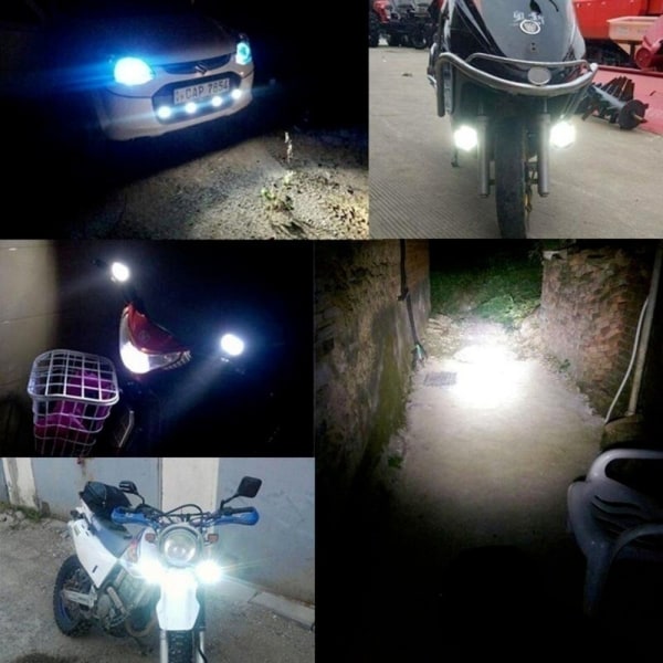 2 stk. 6 LED-projektører til motorcykel, kørelys, projektører