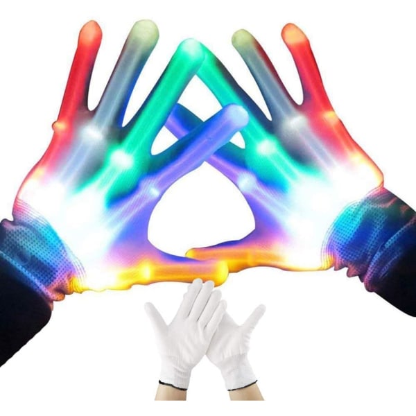 LED-handskar, 1 par LED Multicolor blinkande handskar, blinkande Skele