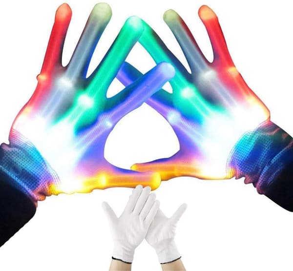 LED-handsker, 1 par LED Multicolor blinkende handsker, blinkende Skelet