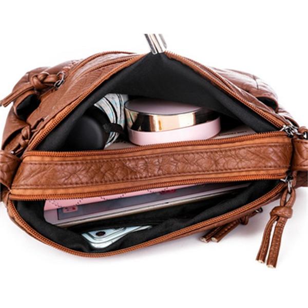 Crossbody-väska i PU-läder Tygväska BRUN - hög kvalitet Black