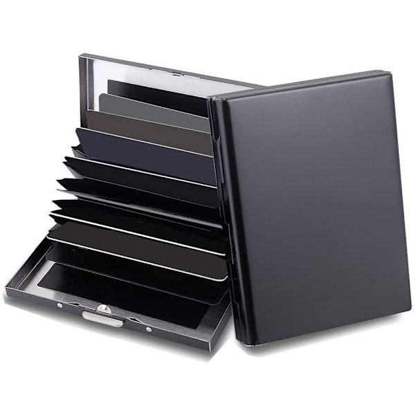 10 Fack XL Design Rustfrit Kortholder til mindst 10 kort black