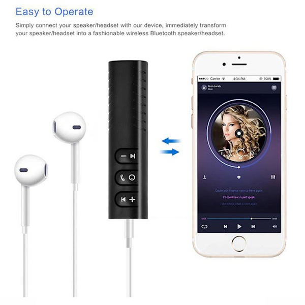 Bluetooth Receiver Bil 3.5 AUX Audio Trådløse Hovedtelefoner
