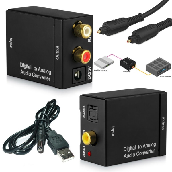 Digital til analog lydkonverter Optisk RCA LR lydadapter