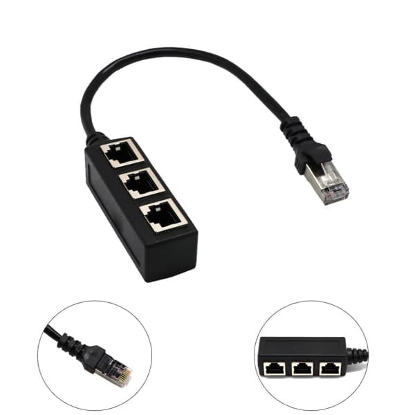 RJ45 Nätverksadapter 1 till 3-portars Ethernet