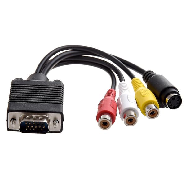 VGA-sovitin TV:hen S-video RCA-lähtökaapeli PC-videolle Ft