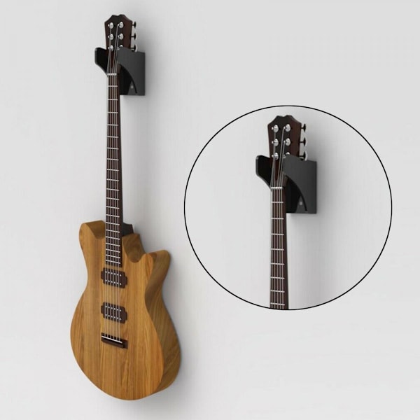 Veggmontert hengende gitarstativ, Spar plass Svart