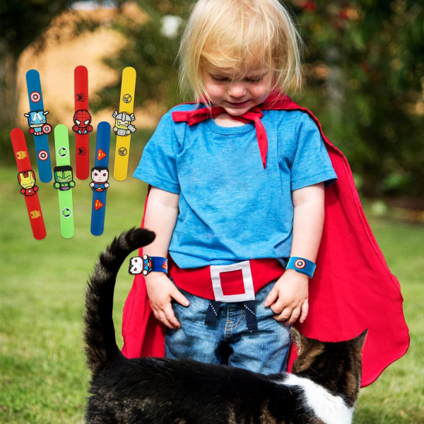 Børnearmbånd, 6 stk. Superhelte Slap Armbånd Superhelte Slap Bands Drengearmbånd Avengers Armbånd, til børn Drenge og piger fødselsdagsfester