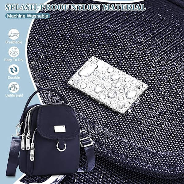 Crossbody mobiltelefonväska dam vattentät liten mobiltelefon axelväska Nylon damväska plånbok Travel Mini Crossbody handväska (svart)
