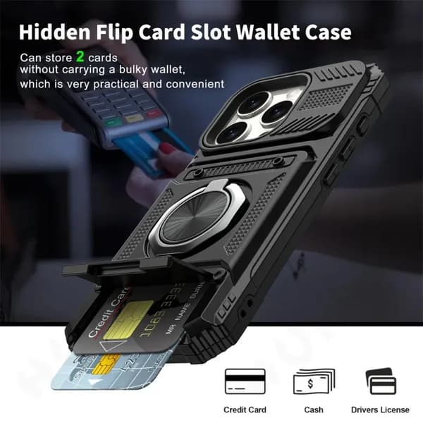 Etui til iPhone 16 15 Pro Max Plus Magnetisk Roterende Ring Stativ Kraftig Fallbeskyttelse Lommebokdeksel iPhone16Pro