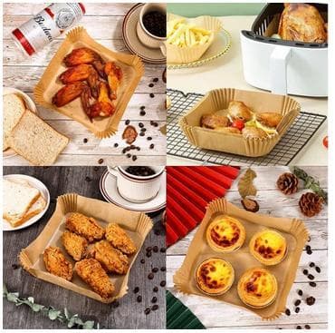 Square 100-pakning Air Fryer-papir - 20 x 20 cm