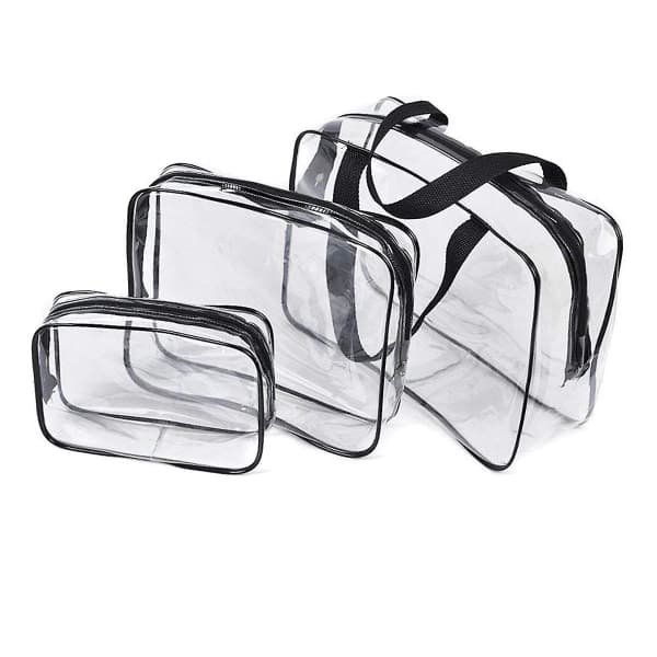 3 st Transparent kosmetikväska Air, plast rese-necessär