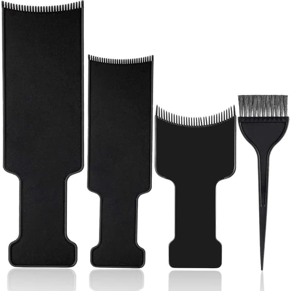 4 dele Balayage Highlighting Board med tænder Hårfarvepadel Highlighting børste Balayage Board kam til hårfarvning