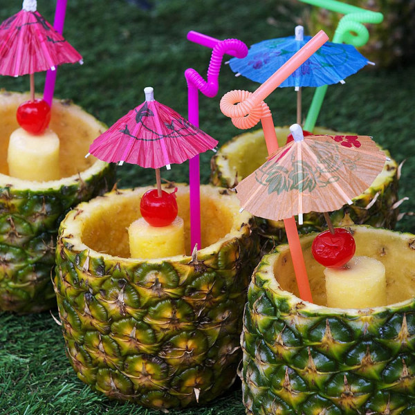 100st Cocktail Drink Paraply Picks Tandpetare - Färgglada papperstandpetare Cocktail Paraply för Luau Parasoll Hawaiian Tiki Party Decorations