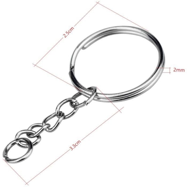 100 Keychains with Chain, 25mm Keyrings with Chain Clip and Open Ring