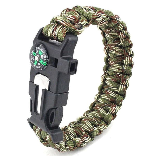 2 stk 5-i-1 Paracord Overlevelsesarmbånd med Ildstarter, kompass m.m.