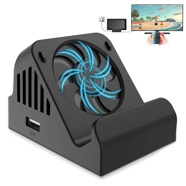 Bärbar Stativ TV-Projektion Laddningsdocka för Switch, Kylfläkt Kompakt 4K HDMI-Adapter med USB 3.0-portar