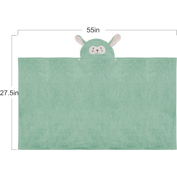 Badehåndklæde til børn, ultramyk hættehåndklæde, meget absorberende badekåbefilt, småbørn, brusegaver til drenge piger - Ekstra stor 28\" x 55\" (grøn) Green