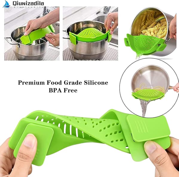 2-delt clip-on dørslag, dørslag for pasta, kjøtt, grønnsaker,