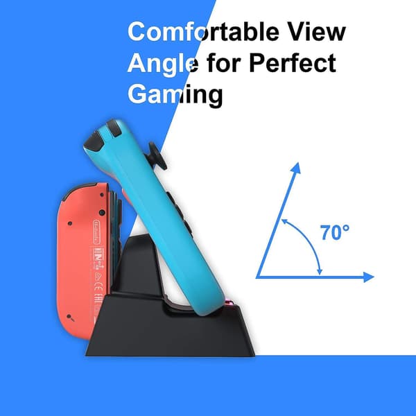 3 i 1 ladestasjon kompatibel med Switch/OLED Joycons, ladestasjon for Pro Controller