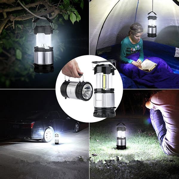 LED campinglampe, bærbar batterilampe, 360 graders belysning