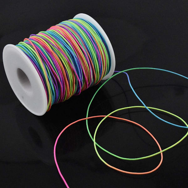 100m Elastisk Snor Perlesnor Tråd Stretch Stoff Håndverkssnor 1 mm Regnbueperlesnor for DIY Håndlagde Smykkefremstilling Halskjede Armbånd
