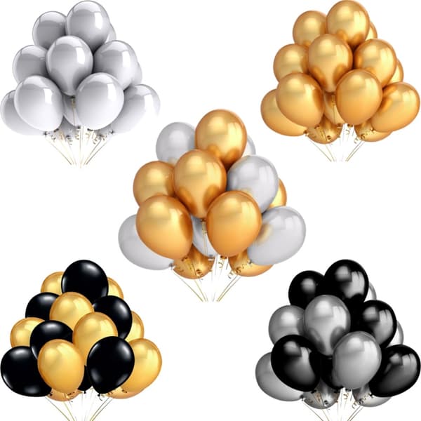 30 stk. Latexballon Oppustelig Dekorationsballon SORT SØLV SORT Black Sliver