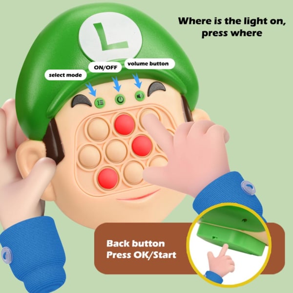 Quick Push -peli Sähköinen Pop It -lelu Nopea Push -pulmapeli Bubble green onesize