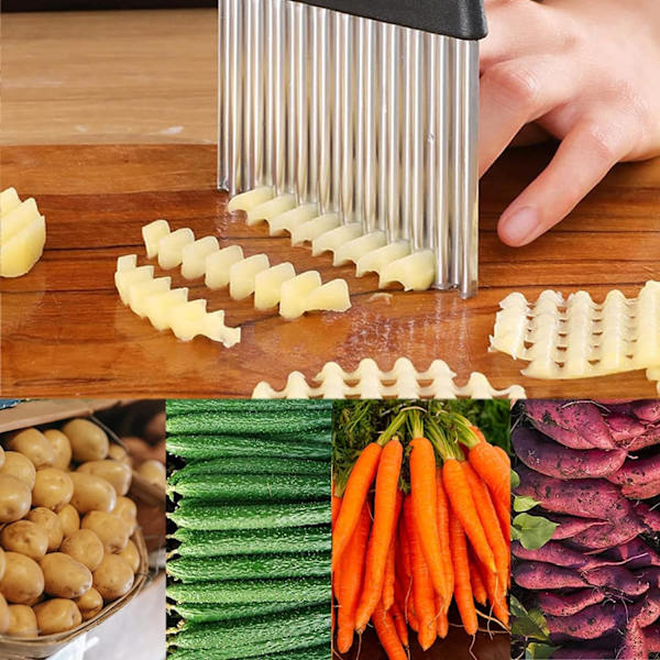 Bølgeformet pommes frites-kutter i rustfritt stål