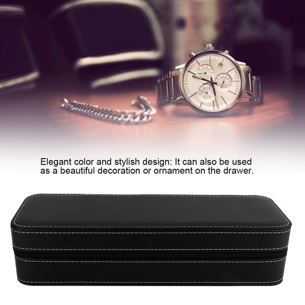 Elegant Design Klockbox, Mjukt Foder med Dragkedja för Skydd, Portabel Klockbox för Herrklockor, Rese-klockfodral med