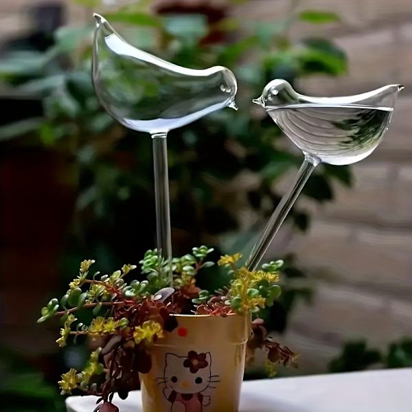 10 Sæt Selvvandede Glas, Transparent Fugleformet Globeplante