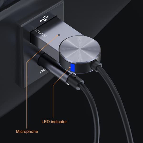 Aux Bluetooth-adapter Dongle Kabel for Bil 3,5 mm Jack