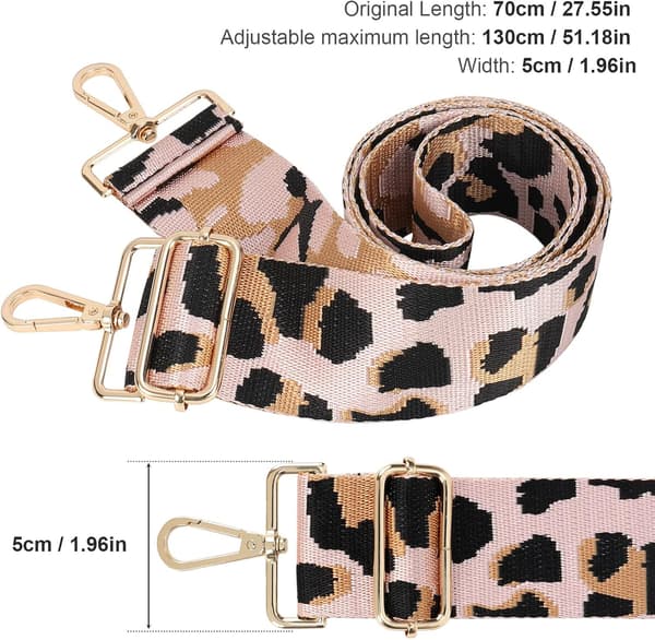 5 cm bred väska rem Bytbar väska rem Färgglad axelrem för handväskor (rosa)