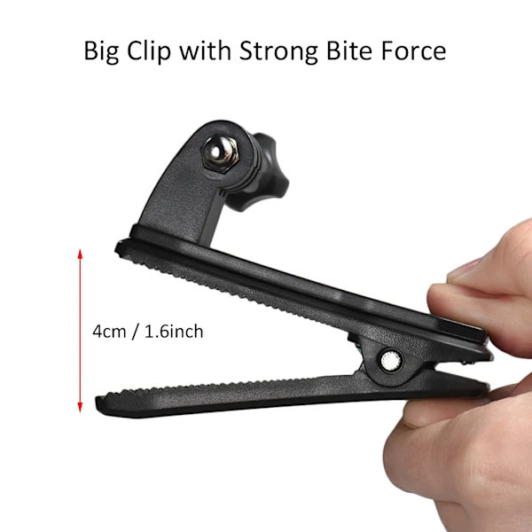 Rygsæk med hætte Clip Mount 360 graders rotation spændearm til GoPro Hero 7/6/5/4/3+ til Xiaomi Yi Lite 4K+ actionkamera