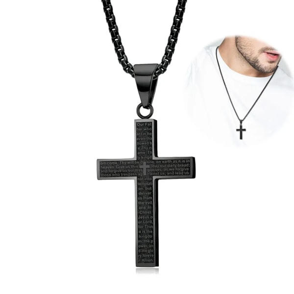 Freetoo Cross hänge halsband herr rostfritt stål kors hänge halsband med kedja