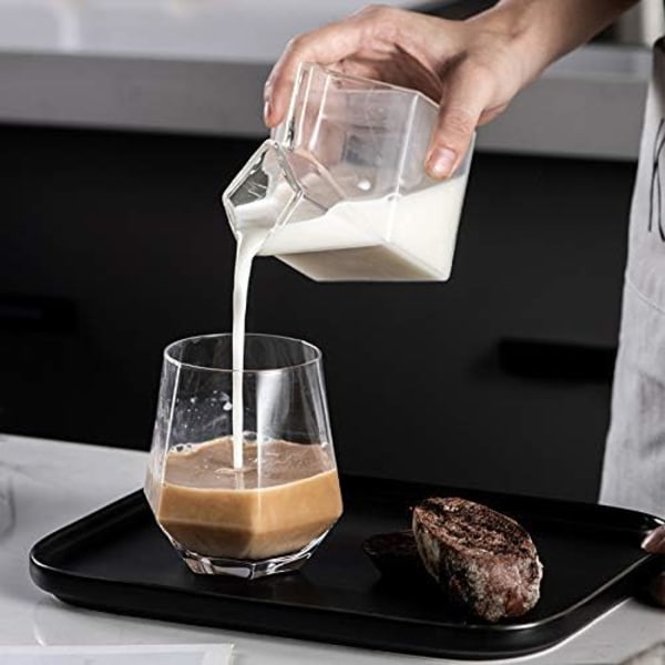 350 ml mælkekartong flødekande, firkantet varmebestandig mini mælkeglaskop flødekande mælkekasse til mælk, kaffe, vand, juice, drikkevarer