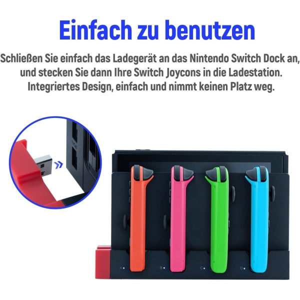 Switch 4 in 1 Joy-Con Laddstation, för NS Switch Controller Laddare