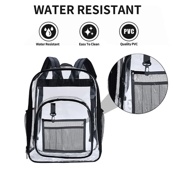 Transparent ryggsäck, genomskinlig PVC-ryggsäck Black