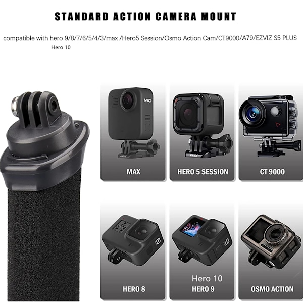 Flytende Håndtak for Actionkamera Sklisikkert Grep med Håndleddsrem for GoPro 10 9 8 7 6 5 Kameraer Vannsport