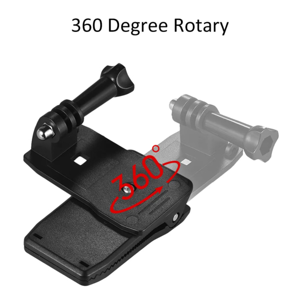 Ryggsekk med hette Clip Mount 360 graders rotasjon spennarm for GoPro Hero 7/6/5/4/3+ for Xiaomi Yi Lite 4K+ actionkamera